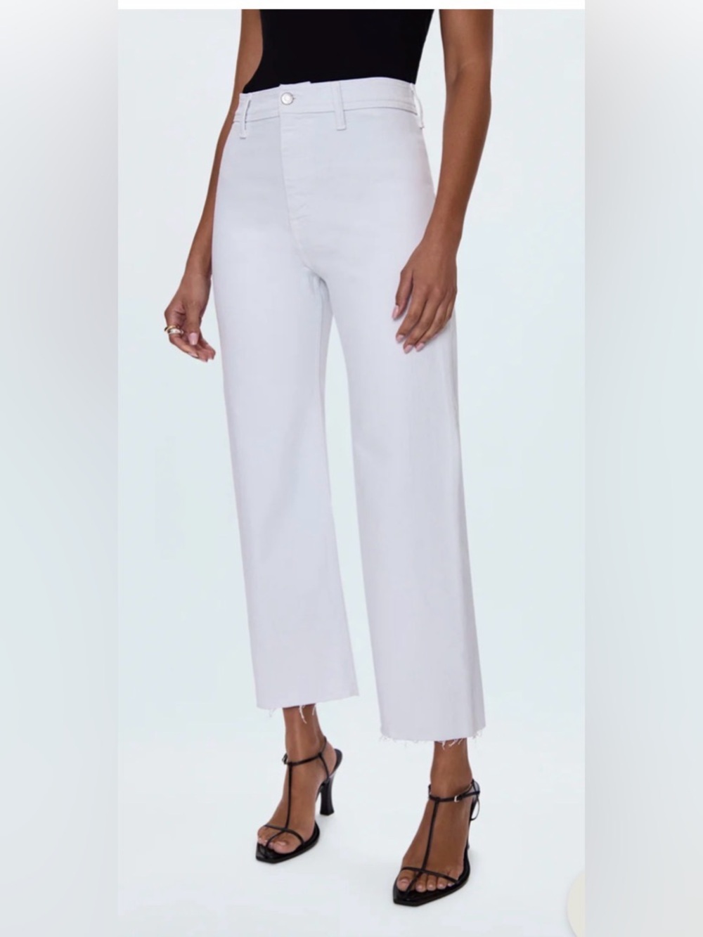 Pistola women’s PENNY HIGH RISE WIDE LEG JEAN white NWT summer stretch crop